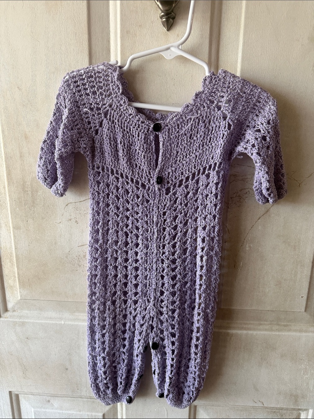 Source Unknown Lavender Crochet Baby One-Piece Bodysuit
